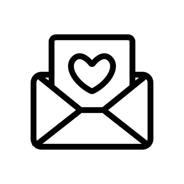 Вектор значков любовных писем. Изолированная контурная иллюстрация
