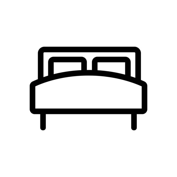 Dos dormitorios icono de la cama vector. Ilustración del símbolo de contorno aislado — Vector de stock