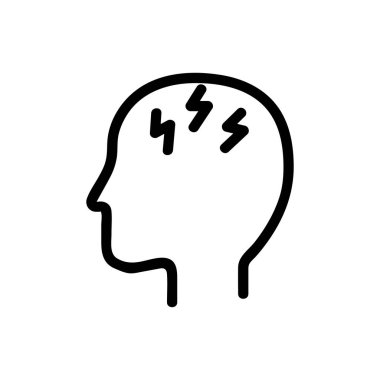 Baş ağrısı ikon vektörü. İzole edilmiş kontür sembolü gösterimi