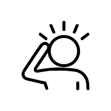 Baş ağrısı ikon vektörü. İzole edilmiş kontür sembolü gösterimi