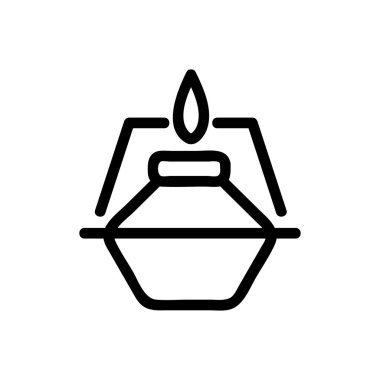 Simge vektörünü yakmak için lamba. İzole edilmiş kontür sembolü gösterimi