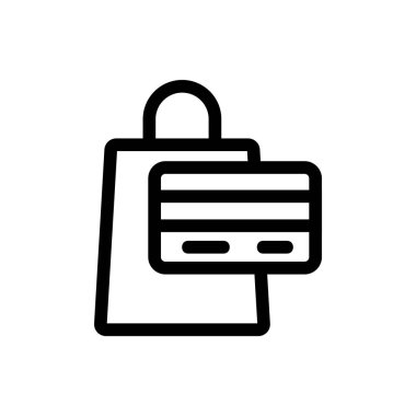 Alışveriş ve kart ikonu vektörü. İzole edilmiş kontür sembolü gösterimi