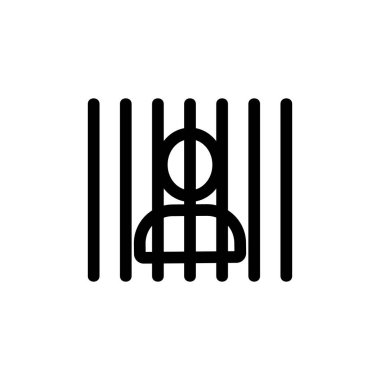 Hapishane ikon vektöründeki adam. İzole edilmiş kontür sembolü gösterimi