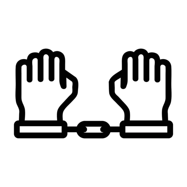 Hands and handcuffs icon vector. Isolated contour symbol illustration — Stock Vector