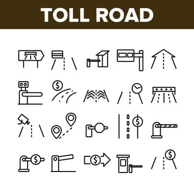 Toll Yolu Otoyol Koleksiyon Simgeleri Vektörü Ayarla
