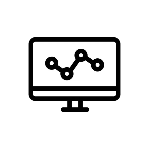 Gráfico en el vector icono de la computadora. Ilustración del símbolo de contorno aislado — Vector de stock