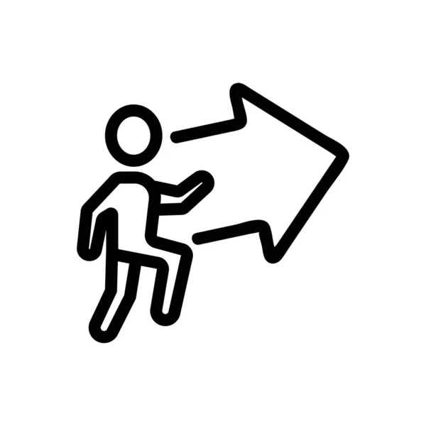 O homem vai na direção do vetor ícone. Isolado contorno símbolo ilustração — Vetor de Stock