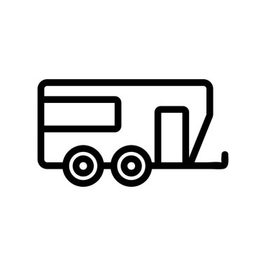 House on Wheels ikon vektörü. İzole edilmiş kontür sembolü gösterimi