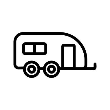 House on Wheels ikon vektörü. İzole edilmiş kontür sembolü gösterimi