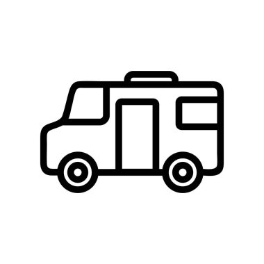 House on Wheels ikon vektörü. İzole edilmiş kontür sembolü gösterimi