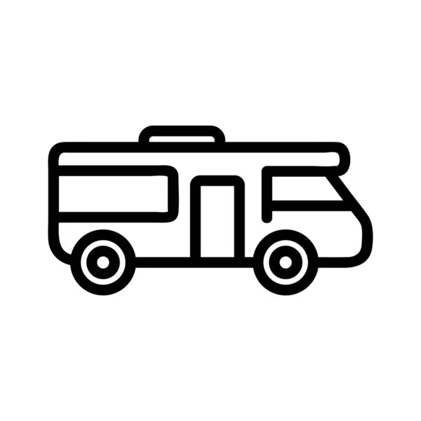 Casa sobre ruedas vector icono. Ilustración del símbolo de contorno aislado — Vector de stock