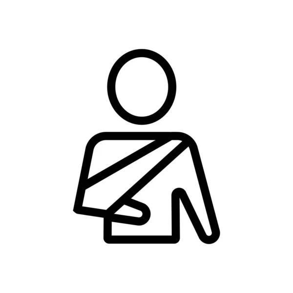 Hombre y brazo roto vector icono. Ilustración del símbolo de contorno aislado — Vector de stock
