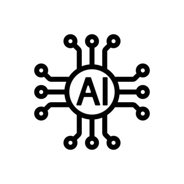 Yapay zeka ikonu vektörü. İzole edilmiş kontür sembolü gösterimi