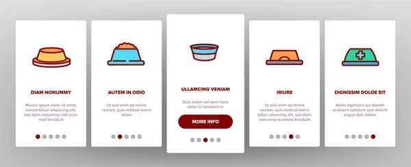Pet Bowl Onboarding Ikony zestaw wektor — Wektor stockowy
