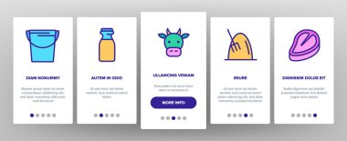 İnek Çiftliği Hayvanları Bindirme Simgeleri Vektörü Ayarladı