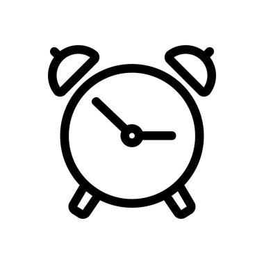 Alarm saat simgesi vektörü. İzole edilmiş kontür sembolü gösterimi