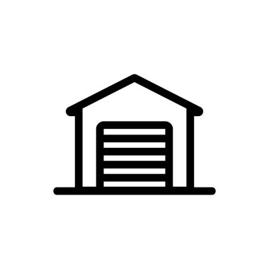 Araba ikon vektörünün garajı. İzole edilmiş kontür sembolü gösterimi