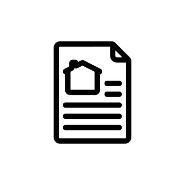 Emlak ikonu vektörünün tarifi. İzole edilmiş kontür sembolü gösterimi