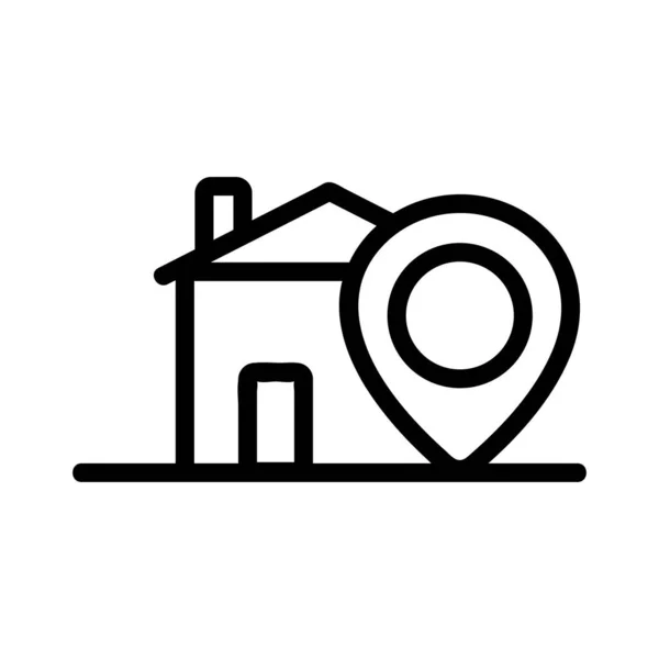 La ubicación de la casa es un vector de icono. Ilustración del símbolo de contorno aislado — Archivo Imágenes Vectoriales