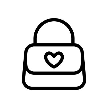 Kadın el çantası ikon vektörü. İzole edilmiş kontür sembolü gösterimi