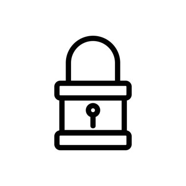 Kapı kilidi ikon vektörü. İzole edilmiş kontür sembolü gösterimi