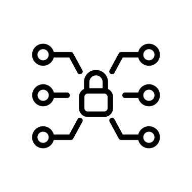 Çok fonksiyonlu kilit ikon vektörü. İzole edilmiş kontür sembolü gösterimi