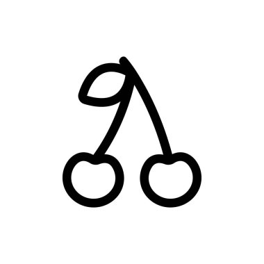 Kiraz ikonu vektörü. İzole edilmiş kontür sembolü gösterimi