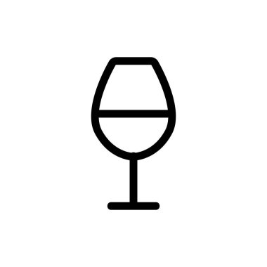 Bir bardak şampanya ikon vektörü. İzole edilmiş kontür sembolü gösterimi