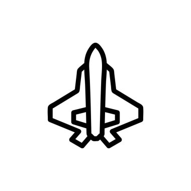 Askeri uçak ikonu vektörü. İzole edilmiş kontür sembolü gösterimi