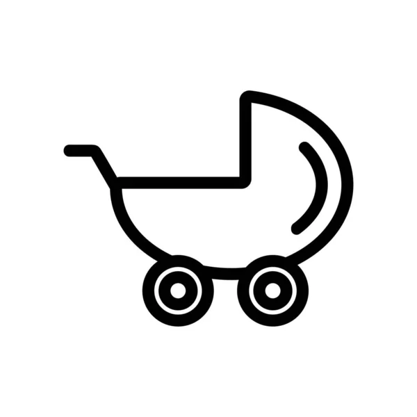 Вектор иконок детской коляски. Изолированная контурная иллюстрация — стоковый вектор