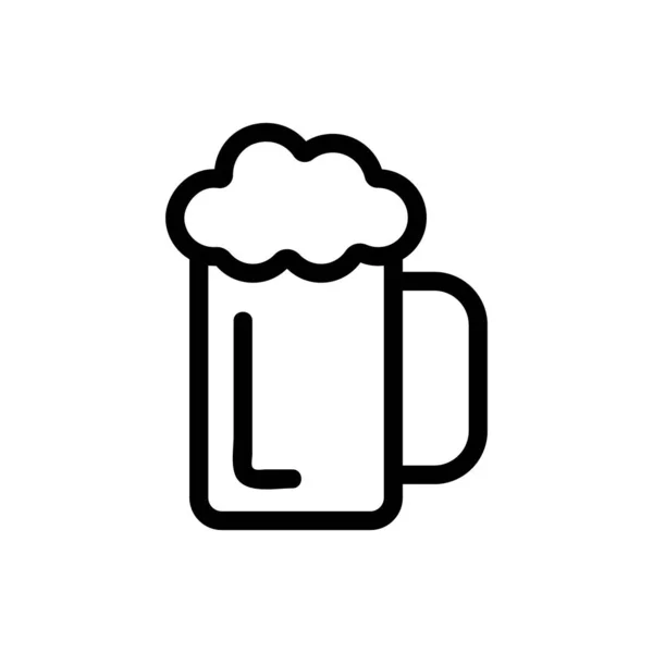 Ποτήρι με εικονίδιο μπύρας διάνυσμα. Μεμονωμένη απεικόνιση συμβόλων περιγράμματος — Διανυσματικό Αρχείο