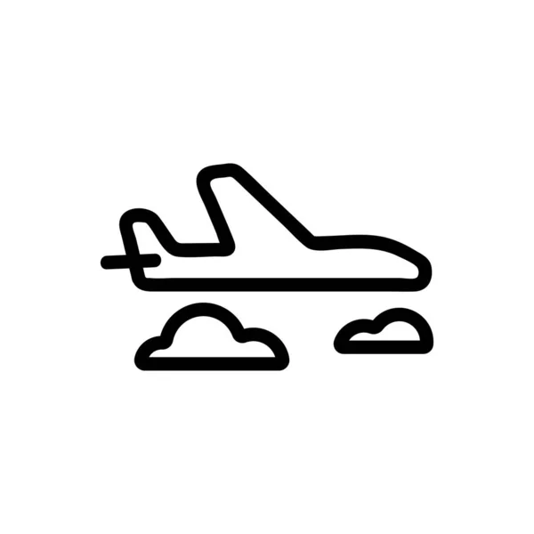 Avion dans le vecteur icône du ciel. Illustration de symbole de contour isolé — Image vectorielle