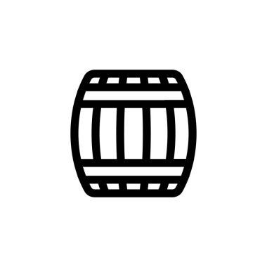Şarap ikonu vektörü için tahta fıçı. İzole edilmiş kontür sembolü gösterimi