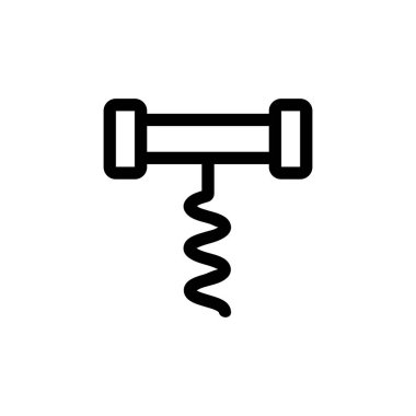 Şarap ikonu vektörü için tirbuşon. İzole edilmiş kontür sembolü gösterimi