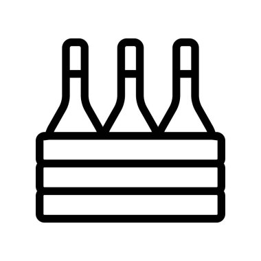 Bir kutu şarap ikonu vektörü. İzole edilmiş kontür sembolü gösterimi