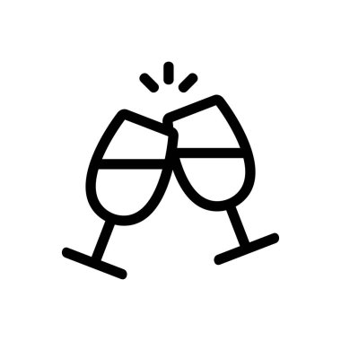 Şarap ikonu vektörü bardakları. İzole edilmiş kontür sembolü gösterimi