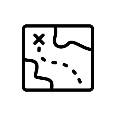 Hazine haritası ikon vektörü. İzole edilmiş kontür sembolü gösterimi