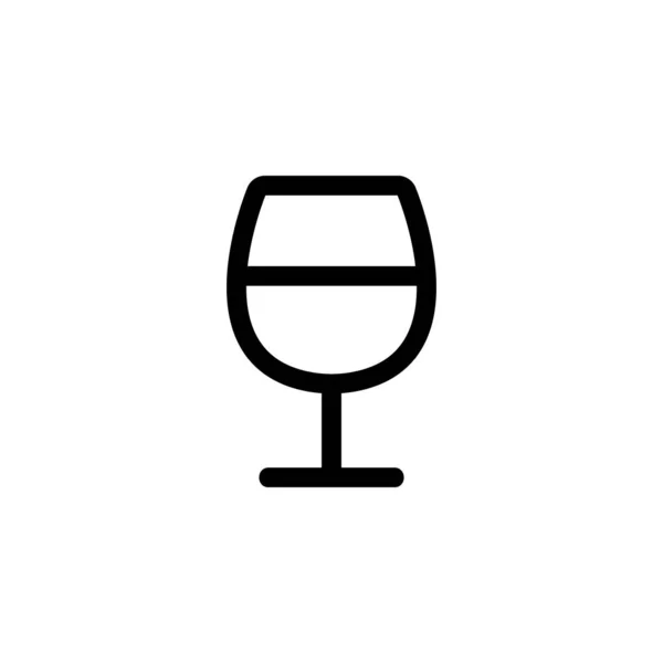 Skleněný vektor ikon vína. Izolovaný obrysový symbol ilustrace — Stockový vektor
