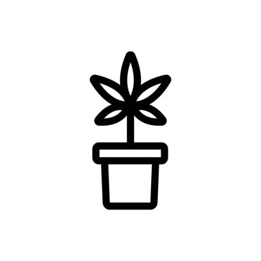 Esrar bir çömlek ikonu vektöründe. İzole edilmiş kontür sembolü gösterimi