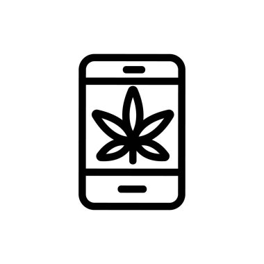 Esrar ve telefon ikonu vektörü. İzole edilmiş kontür sembolü gösterimi