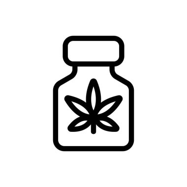 Ambalaj ikonu vektöründe esrar. İzole edilmiş kontür sembolü gösterimi