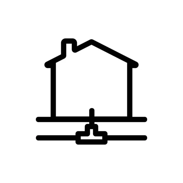 Fontanería bajo el icono de la casa vector. Ilustración del símbolo de contorno aislado — Archivo Imágenes Vectoriales