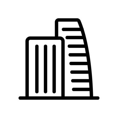 Ofis binası ikon vektörü. İzole edilmiş kontür sembolü gösterimi