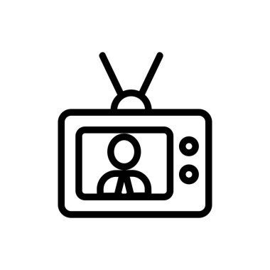 Televizyon ikonu vektöründeki performans. İzole edilmiş kontür sembolü gösterimi