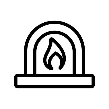 Ateş ikonu vektörlü bir şömine. İzole edilmiş kontür sembolü gösterimi