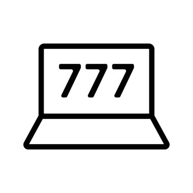 üç yedinci simge vektörü. İzole edilmiş kontür sembolü gösterimi