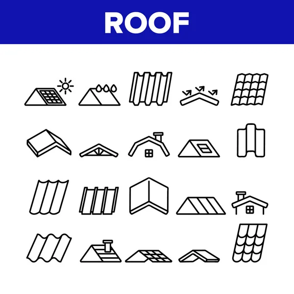 Vector de conjunto de iconos de colección de construcción de techo — Archivo Imágenes Vectoriales