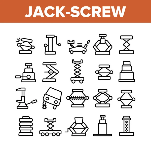 杰克螺杆设备收集图标集向量 — 图库矢量图片