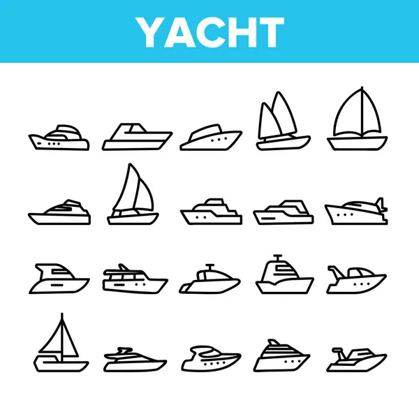 Yacht Marine Transport Collection Icons Set Vector — стоковий вектор