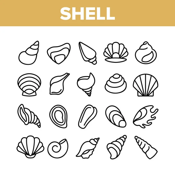 貝と海の巻貝コレクションのアイコンセットベクトル — ストックベクタ